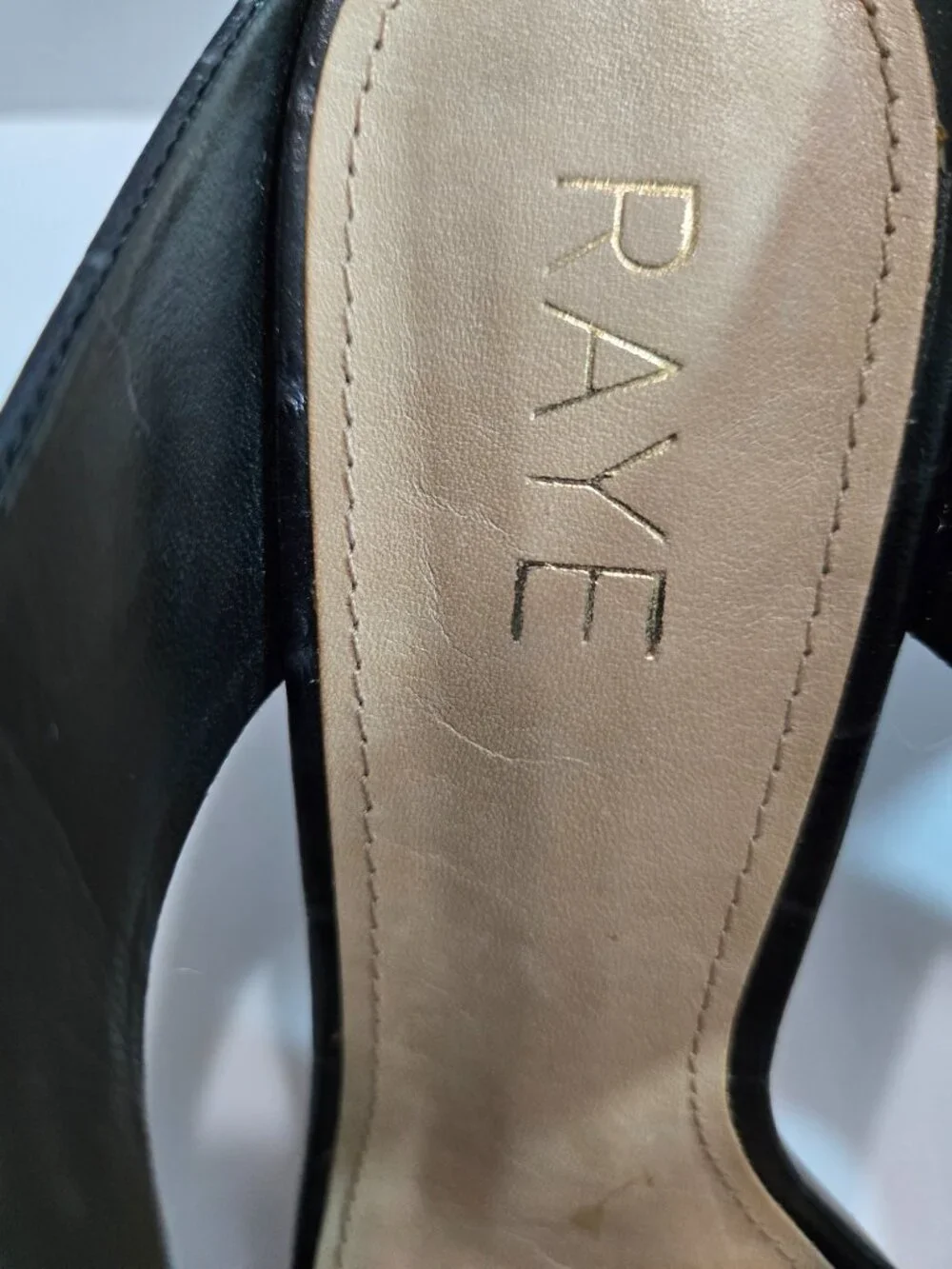 RAYE Black Gaze Croc-Embossed Double Strap Square Toe Slide Heels Size 8